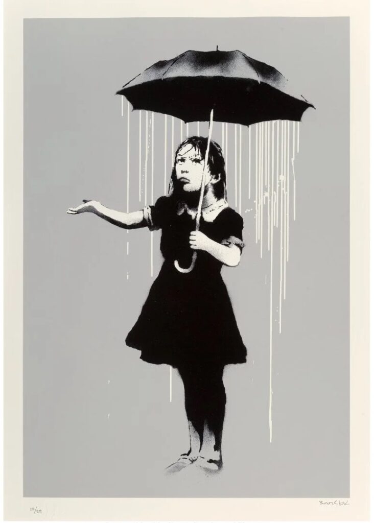 Banksy NOLA white rain