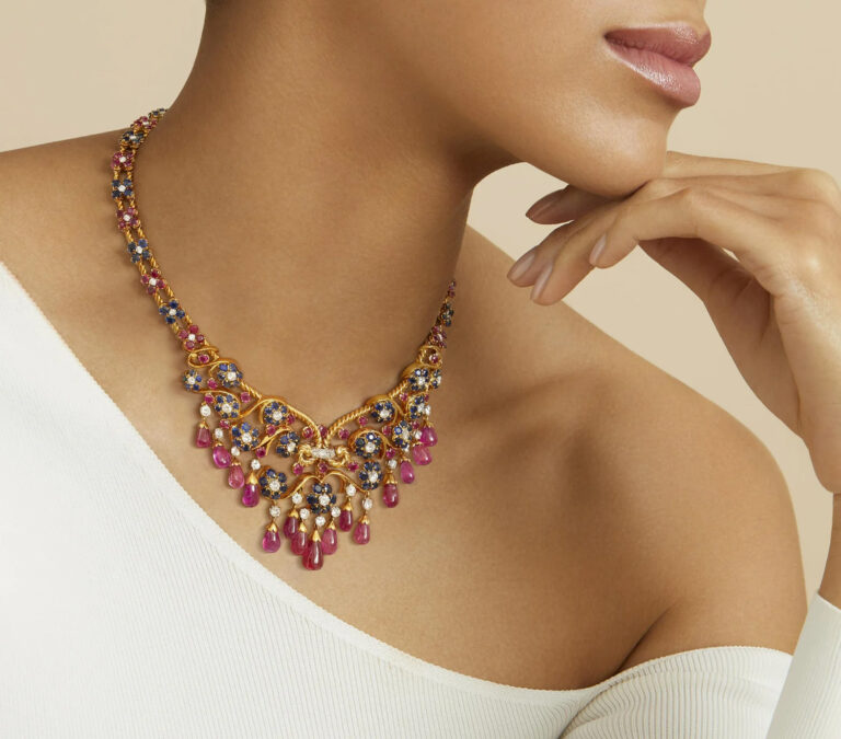 Boucheron ruby sapphire and diamond necklace